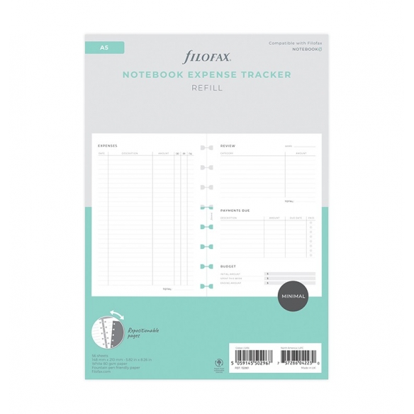 Minimal Expense Tracker Refill A5 Notebook FILOFAX - 5
