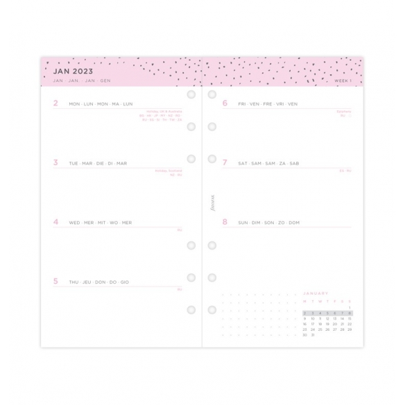 Confetti Week on Two Pages Diary Personal 2023 multilanguage FILOFAX - 4