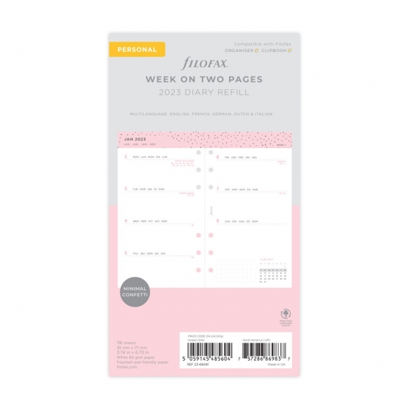 Confetti Week on Two Pages Diary Personal 2023 multilanguage FILOFAX - 9