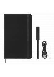Moleskine Smart Writing notebook and pen set in a gift box. The set also includes a spare refill and magnetic charger.