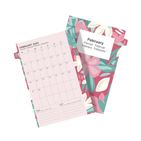 Floral Ilustrated Calendar Refill Week On Two Pages Pocket 2023 multilanguage FILOFAX - 5