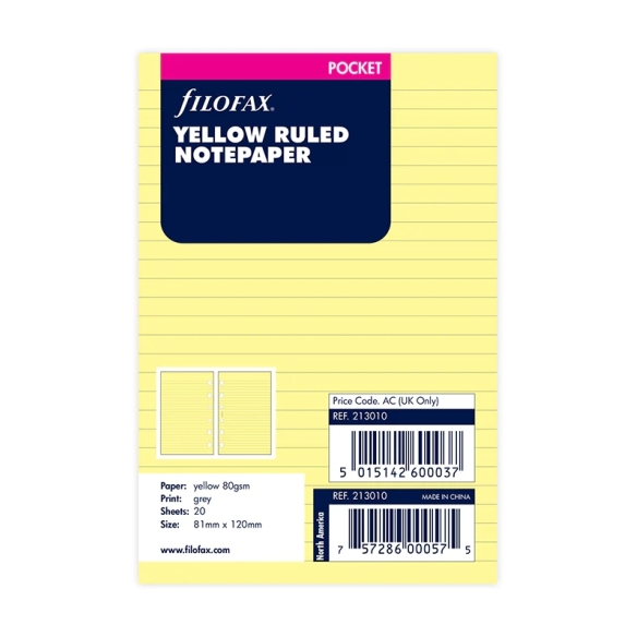 Ruled Notepaper Pocket Refill yellow FILOFAX - 5