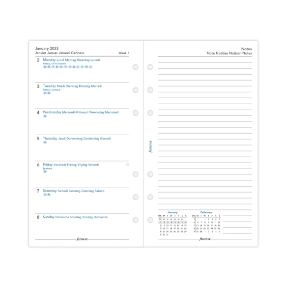 Calendar Refill Week On One Page with Notes Personal 2023 FILOFAX - 4