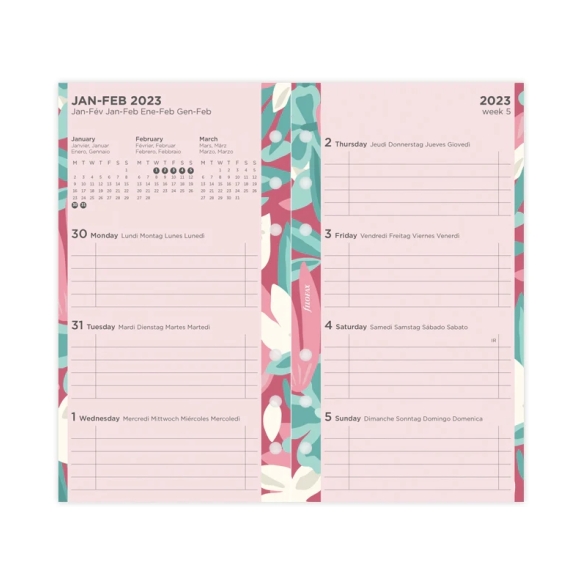 Floral Ilustrated Calendar Refill Week On Two Pages Personal 2023 multilanguage FILOFAX - 8