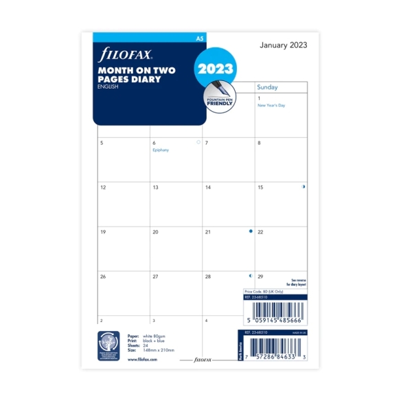 Calendar Refill Month On Two Pages A5 2023 FILOFAX - 4