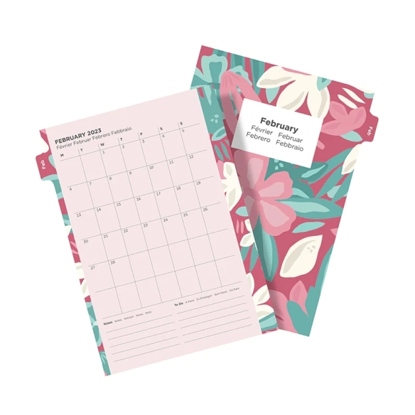 Floral Ilustrated Calendar Refill Week On Two Pages A5 2023 multilanguage FILOFAX - 4