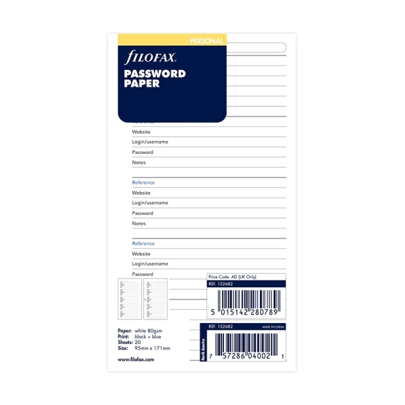 Password Paper Personal Refill FILOFAX - 5