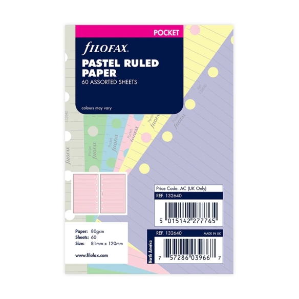 Pastel ruled notepaper Pocket refill FILOFAX - 5