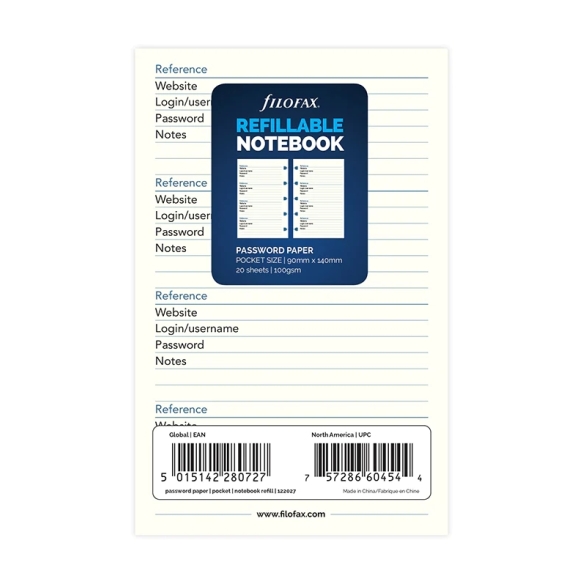 Password Paper Refill Pocket Notebook FILOFAX - 4