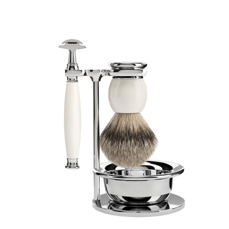 Sophist Shaving Set White Silvertip Badger MÜHLE - 1