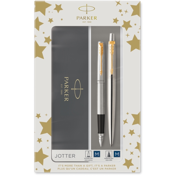 Parker Jotter Classic Stainless Steel Gold GT & CT Ballpoint Pens, Set of 3  Pens
