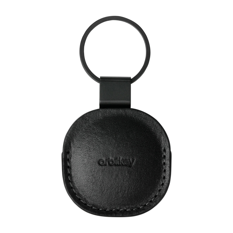 Leather Airtag Holder with Ring black ORBITKEY - 1