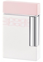 Experience the elegance of the Line 8 Audrey Hepburn Limited Edition White Lighter, an exclusive creation by S.T. Dupont in 2012. Adorned with two identical pink bows on a white lacquer body, its shiny accents highlight the timeless charm of this piece. A touch of pink lacquer adds a dash of sophistication, making it an irresistible addition to your collection.